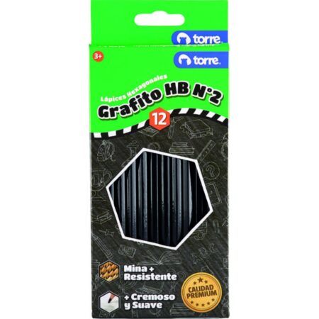 Lápiz Grafito Torre Hexagonal HB N° 2 Caja de 12 Unidades